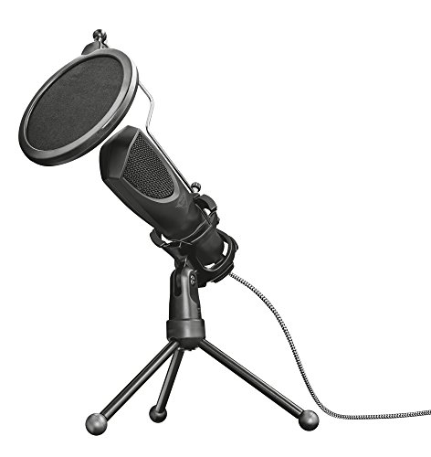 Trust Gaming GXT 232 Mantis Streaming Gaming Microphone for PC, PS4 and PS5, USB Connected, Including Shock Mount, Pop Filter and Tripod Stand, Black