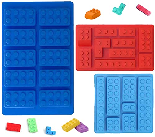 Block Non-Stick Ice Cube Tray Silicone Mold, Candy Moulds, Chocolate Moulds, for Kids Party's & Baking Building Block Themes & Cake Muffin Cupcake Gumdrop Jelly(Set of 3 pcs)