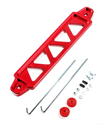 AOCISKA Battery Hold Down Bracket, Universal Crossbar Car Battery Holder Kit with 10in J Bolts,Car Battery Lock Down Sets,Aluminum Alloy Battery Tie Down Mount Bracket,Hold Lock Accessories (Red)