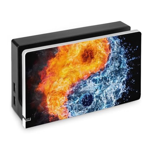 Fire and Water - Yin Yang Faceplate Cover for Switch Charging Dock Hard PC Shell Protective Panel Base Protection Shell for Switch