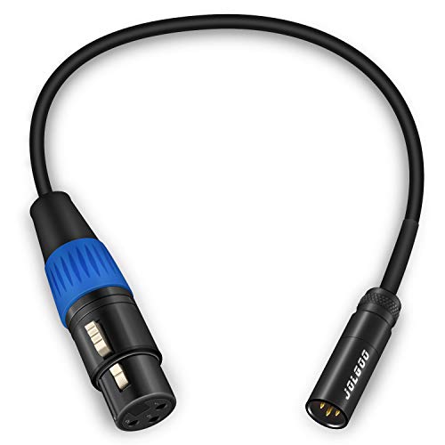 JOLGOO Mini XLR Male to XLR Female Adapter Cable, 3-pin Mini XLR Male to XLR Female Adapter Cable, for BMPCC 4K Camera Video Assist 4K Sharp 8K, 1 Feet