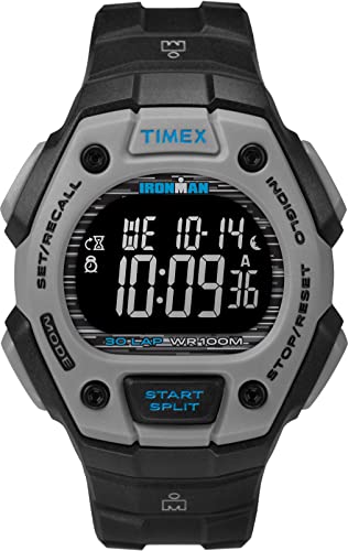 Timex Men's TW2U30200 Ironman Classic 30 Black/Gray/Blue Resin Strap Watch