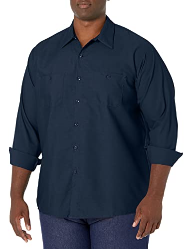 Red Kap Men's Industrial Work Shirt, Regular Fit, Long Sleeve, Navy, X-Large