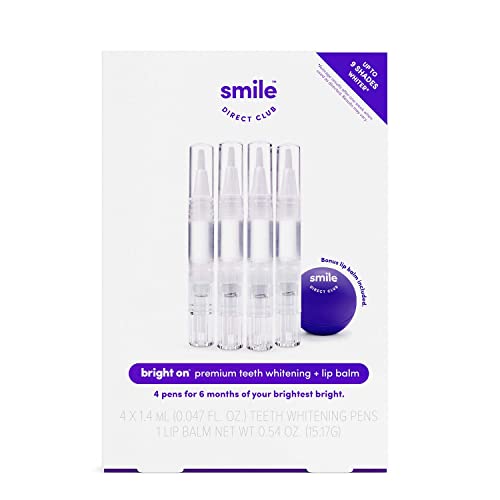 SmileDirectClub Teeth Whitening Kit with Lip Balm - 4 Pack 1.4ml Gel Pens - Professional Strength Hydrogen Peroxide