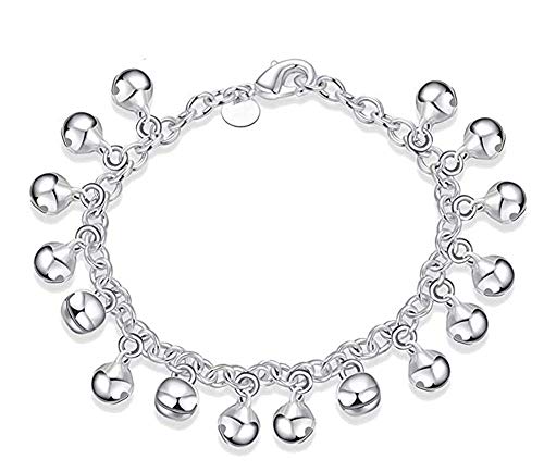 paobteiy Aimys 925 Sterling Silver Adjustable Bells Chain Bracelet/Anklet for Women Girls Gift Jingle Bells Bead Charm Bracelet Lady Jewelry (1)
