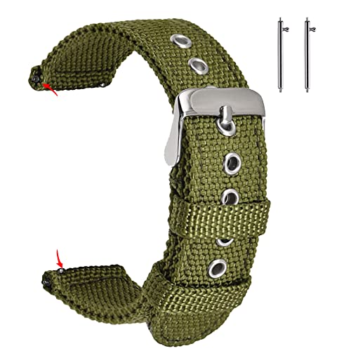 uEmoh Watch Bands, Quick Release Nylon Watch Straps for Men Women, Watch Bands of Multiple Colors & Width(18mm, 20mm, 22mm) (18mm, Blackish Green)