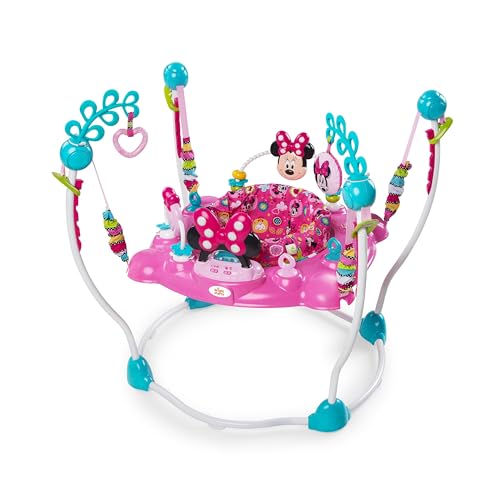 Bright Starts Disney Baby MINNIE MOUSE PeekABoo Baby Activity Center Jumper with 8 Toys, Lights & Sounds, 360-Degree Seat, 6-12 Months (Pink/Blue)