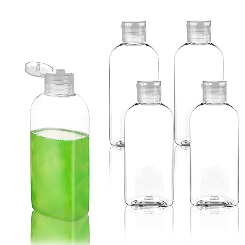 Kitchen GIMS Travel Size Containers Plastic Travel Bottles Leak Proof Squeeze Bottles with Flip Cap TSA Approved 3.4oz/100ml Travel Bottles for Toiletries, Shampoo, Conditioner & Lotion (5 Pack)