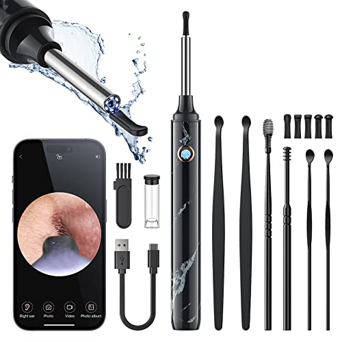 Ear Wax Removal, Ear Cleaner with Camera and Light, Ear Wax Removal Kit with 7 Pcs Ear Set, 1080P Otoscope, Ear Cleaning Tool with 6 Ear Spoon, Ear Camera for iPhone & Android Phones