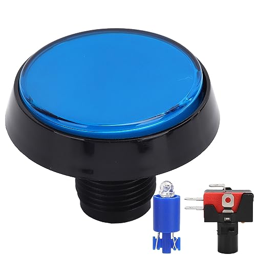 60mm Arcade Buttons, Big Round Plane Game Console Button with LED Lights, High Sensitivity, Fast Button Response, Push Button for Arcade Machine Video Games Console(Blue)