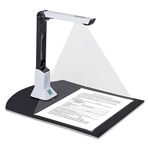 Document Camera Document Scanner Portable Scanner, 5 Mega-pixel, Real-time Projection, Camera & Video Recording, Multi-Language OCR, Led Fill Light, Max. A4 Scan Size for Teachers, Classroom, Office &