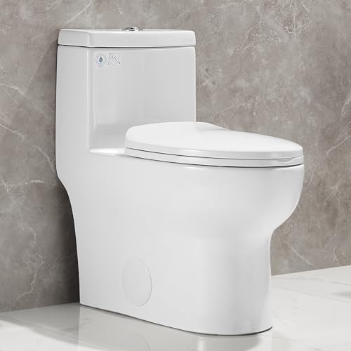 DeerValley DV-1F026 Ally Dual Flush Elongated Toilet with Soft Close Seat, High-Efficiency Supply, White Finish