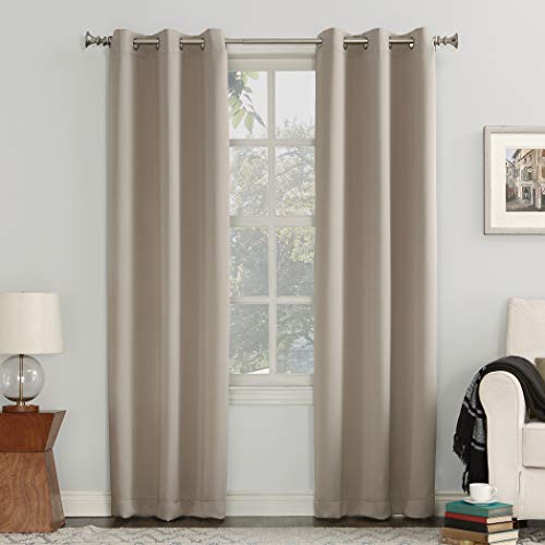 Sun Zero Easton Energy Saving Blackout Grommet Curtain Panel, 40' x 84', Stone