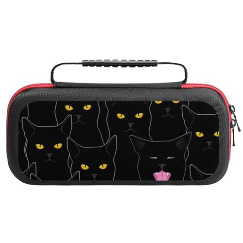 PUYWTIY Carrying EVA Hard Case Compatible with Nintendo Switch, Portable Travel Carry Case Shell Pouch with 20 Game Card Slots, Cool Funny Black Cats
