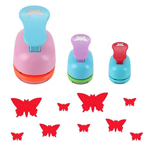 TECH-P Creative Life 3 PCS 1.5',1',5/8' Butterfly Shape Craft Punch Scrapbook Paper Cutter Eva Foam Hole Punch Paper Puncher Set Scrapbook Craft Paper Punch Hand Press DIY Punch Tool