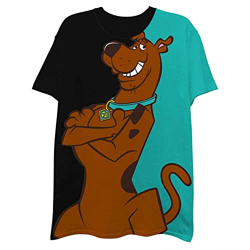 Scooby-Doo Mens Throwback Shirt, Shaggy, Velma Tee - Throwback Classic T-Shirt (Black Turq, X-Large)