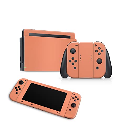 ZOOMHITSKINS OLED Switch Skin, Compatible with Nintendo Switch OLED Skin Wrap, Solid Color Plain Bright Orange Pastel, 3M Vinyl for Durable & Fit, Made in The USA