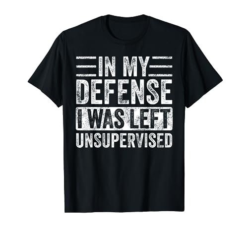 In My Defense' Funny Retro Vintage Black T-Shirt | Classic Fit, Crew Neck, Adult Unisex