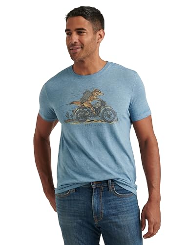 Lucky Brand Men's Short Sleeve Crew Neck Coyote Rider Tee Shirt, Allure, Large