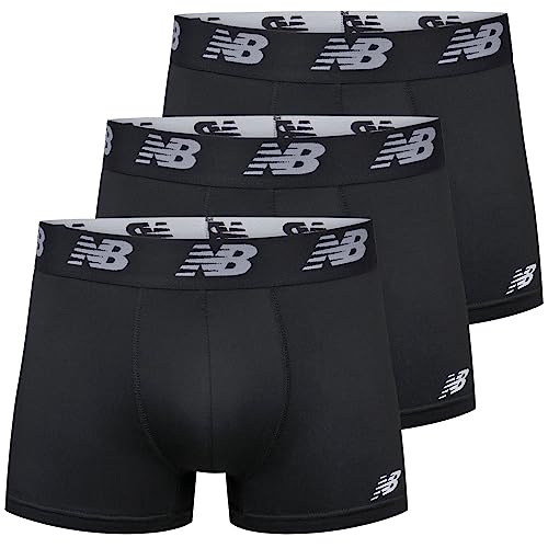 New Balance Men's 3' Premium Performance Trunks (3 Pack), Black/Black/Black, Large