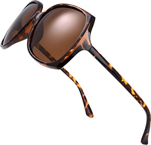 The Fresh Women's Oversized Square Jackie O Cat Eye Hybrid Butterfly Fashion Sunglasses - Exquisite Packaging (723302-Leopard Print, Brown Polarized Lens)