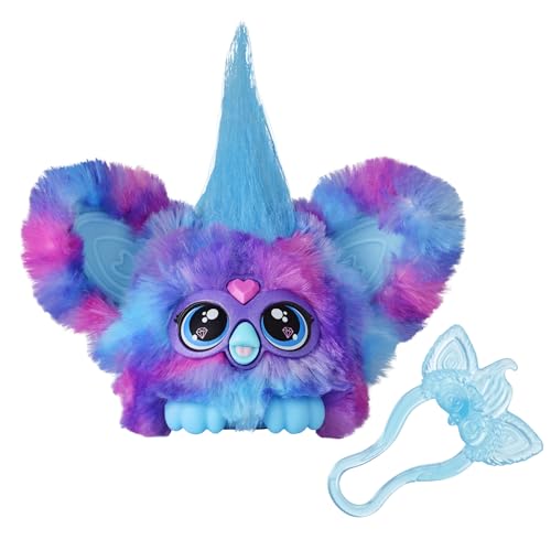 Furby Furblets Luv-Lee Mini Friend, 45+ Sounds, K-Pop Music & Furbish Phrases, Electronic Plush Toys, Purple & Blue, Kids Easter Basket Stuffers or Gifts, Ages 6+