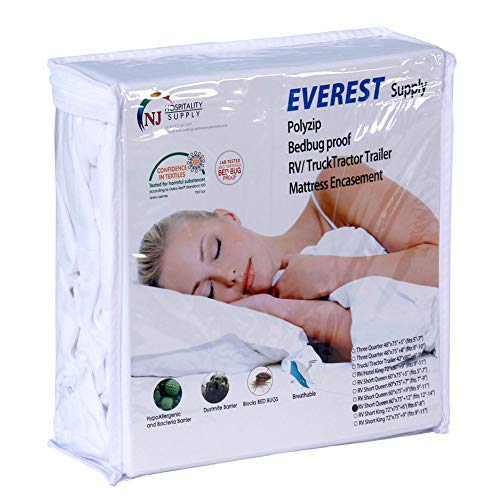 Everest Supply Polyzip Box Spring Mattress Encasement Machine Washable Non Waterproof Breathable Zippered 6 Side Cover- (Full XL 54, 9-11 PZ Depth)