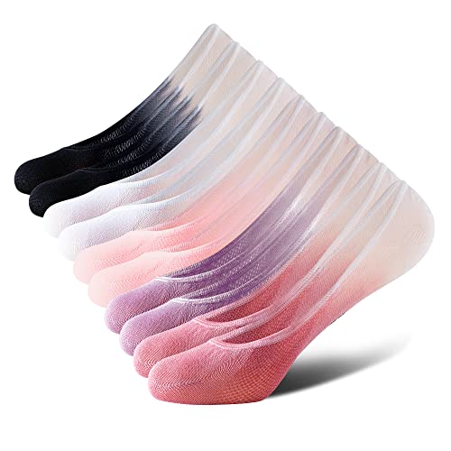 FOOT AMAZING Women's No Show Liner Socks, 10 Pairs Low Cut Non Slip Ankle Socks, Hidden Cushioned Invisible Socks for Flat Boat, Size 9-11 (Multi-color)