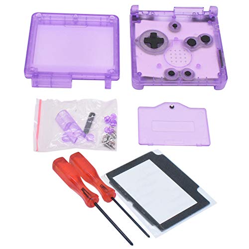 Meijunter Replacement Housing Shell Case Repair Parts Set for Gameboy Advance SP GBA SP Console(Transparent Clear Purple)