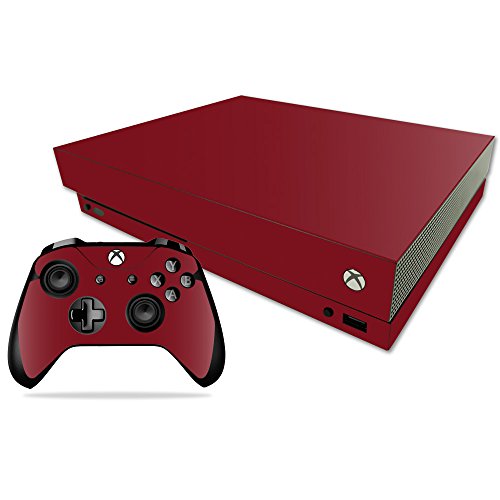 MightySkins Skin Compatible with Microsoft Xbox One X - Solid Burgundy | Protective, Durable, and Unique Vinyl Decal wrap Cover | Easy to Apply, Remove, and Change Styles | Made in The USA