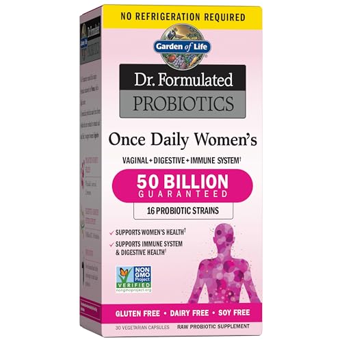 Garden of Life Once Daily Dr. Formulated Probiotics for Women 50 Billion CFU 16 Probiotic Strains with Organic Prebiotics for Digestive, Vaginal & Immune Health, Dairy Free, Shelf Stable 30 Capsules