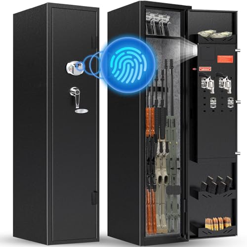 SAPITAL 4-5 Gun Safe,Gun Safes for Home Rifle and Pistols,Gun Cabinet,Gun Cabinet for Rifles and Shotguns,Rifle Safe,Gun Safes & Cabinets with Removable Shelf and 3*Racks