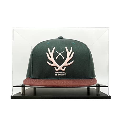 WANLIAN Clear Hat Display Case,Acrylic Baseball Cap Holder Stand with Stainless Steel Risers,Perfect for Baseball,Football or Snapback Caps/Cap of Any Mini Helmet(8.6x7.9x7inch,L*W*H)