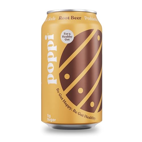 POPPI Sparkling Prebiotic Soda, Beverages w/Apple Cider Vinegar, Seltzer Water & Fruit Juice, Root Beer, 12oz (12 Pack)(Packaging May Vary)