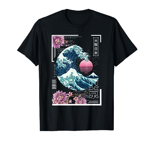 Vaporwave Synthwave 80's Japan Japanese Great Wave Tokyo 80s T-Shirt