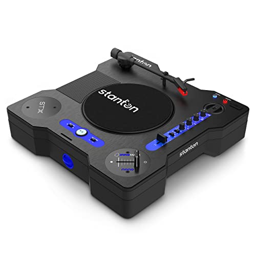Stanton STX - Portable Scratch DJ Turntable with Innofader Nano Crossfader, Bluetooth, Pitch Slider, USB Recording, Speaker, 2 Rechargeable Batteries