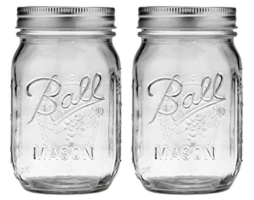 Ball Glass 389579 Pint Regular Mouth Mason, 2 Count (Pack of 1), Clear