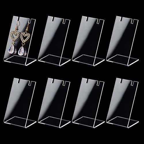 PH PandaHall 10pcs Acrylic Earring Holder Single Pair L-Shape Jewelry Displays Stand Earring Organizer for Jewelry Dangling Slant Back Display Props Show Retail Store Marketing 1.3x1.7x3 Inch