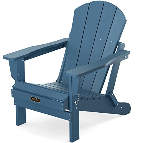 SERWALL Folding Adirondack Chairs Weather Resistant for Outdoor, Patio, Lawn, Garden, Backyard Deck, Fire Pit - Blue