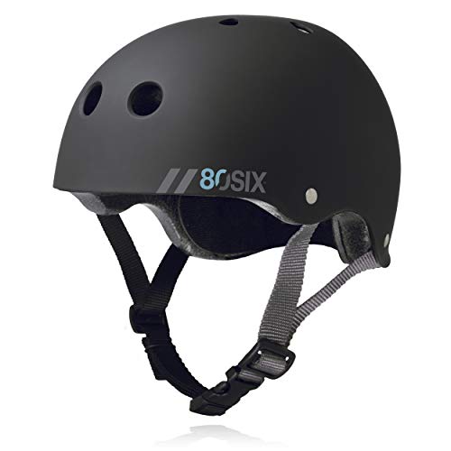 80Six Dual Certified Kids Bike, Scooter, and Skateboard Helmet, Black Matte, Medium / Large - Ages 14+