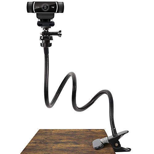 Pipishell 25 Inch Webcam Stand, Flexible Desk Mount Clamp Gooseneck Stand for Logitech Webcam C960 C930e C930 C920 C920S C922x C922 Brio 4K C925e C615 and Other Devices with 1/4' Thread-PIWS01