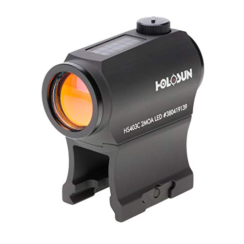 HOLOSUN HS403C Red 2 MOA Dot Micro Sight for Rifles - Solar FailSafe Super LED Durable Waterproof Aluminum Sight with Multilayer Reflective Glass & 12 Brightness Settings
