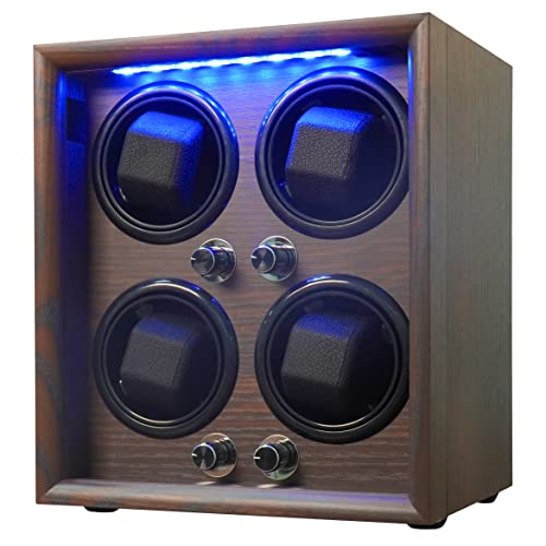 Oryx Watch Winder 4 for Automatic Watches Box, Watch Rotator for Large Watches with LED Light, Rotating Watch Case, Watch Shaker, USB Powered Super Quiet Mabuchi Motor