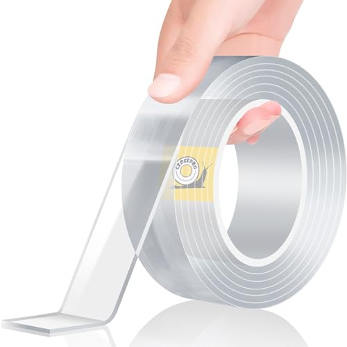 CZoffpro Double Sided Tape Heavy Duty - Clear Mounting Adhesive Two Tape, Transparent Strong Removable Stick Wall Strips Picture Carpet - Arts & Crafts Tape