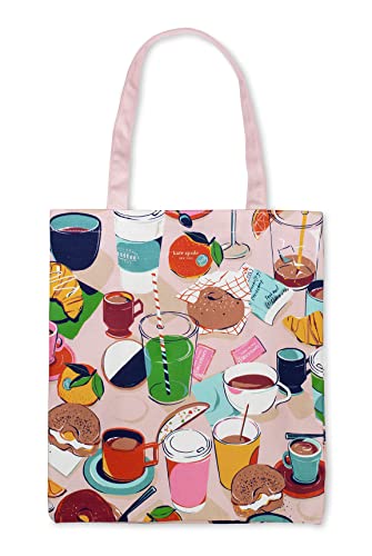 KATE SPADE NEW YORK Canvas Tote Bag for Women, Cute Tote Bag, Canvas Beach Bag, Book Tote with Pocket Rise and Shine