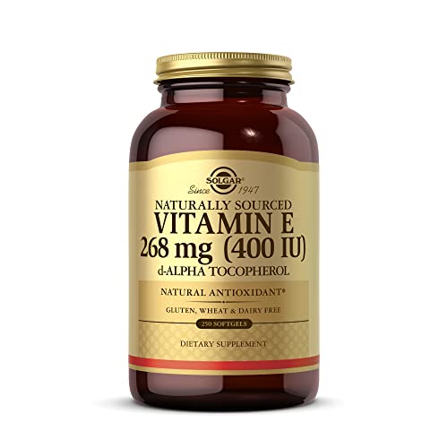 SOLGAR Vitamin E 268 mg (400 IU) - 250 Softgels - Naturally-Sourced Vitamin E as d-Alpha Tocopherol - Gluten Free, Dairy Free - 250 Servings