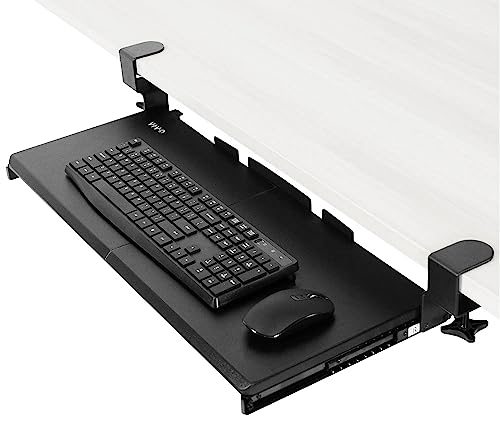 VIVO Large Keyboard Tray Under Desk Pull Out with Extra Sturdy C Clamp Mount System, 27 (33 Including Clamps) x 11 Inch Slide-Out Platform Computer Drawer for Typing, Black, MOUNT-KB05E
