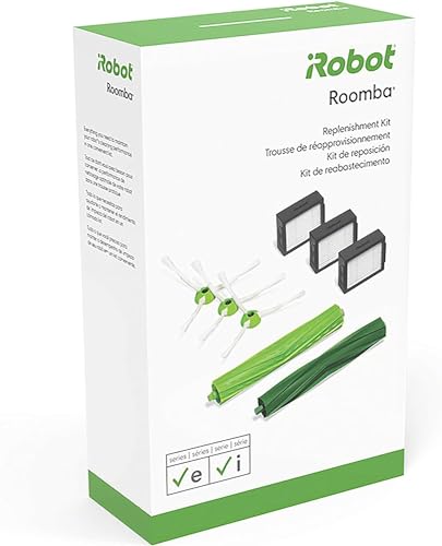 iRobot Roomba Authentic Replacement Parts - Roomba e, i, & j Series Replenishment Kit, (3 High-Efficiency Filters, 3 Edge-Sweeping Brushes, and 1 Set of Multi-Surface Rubber Brushes),Green - 4639168
