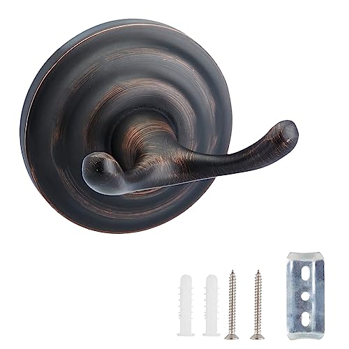 Amazon Basics Zinc Traditional Round Bathroom Towel and Robe Hook, Oil Rubbed Bronze