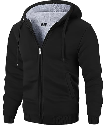 GEEK LIGHTING Hoodies for Men Sweatshirts Zip Up Jacket Sherpa Lined Fleece Sweatshirts